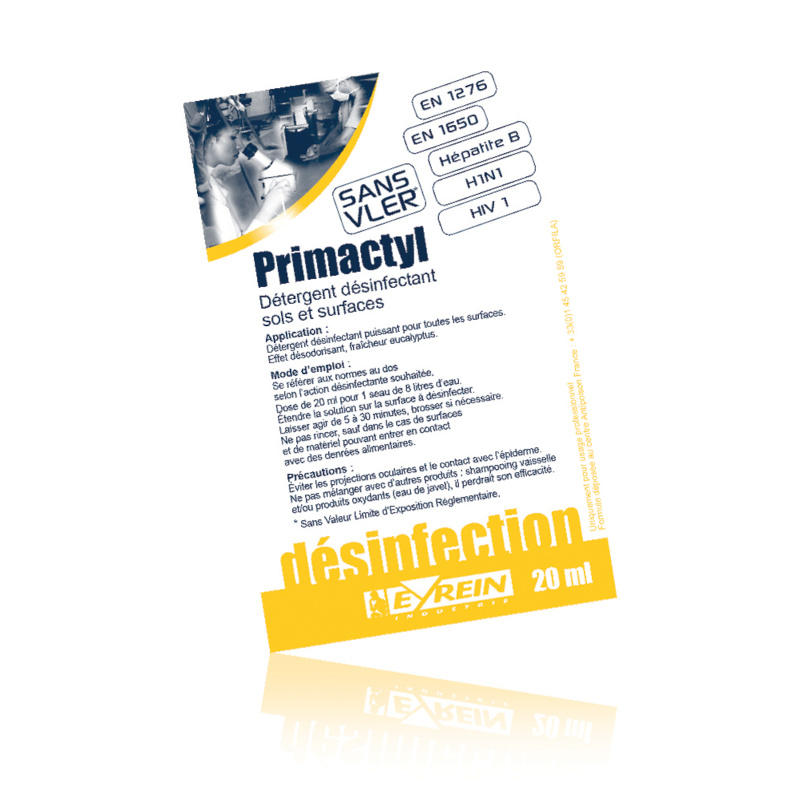 PRIMACTYL - DOSES 20 ml x 100 - Puissant dtergent dsinfectant sols et surface